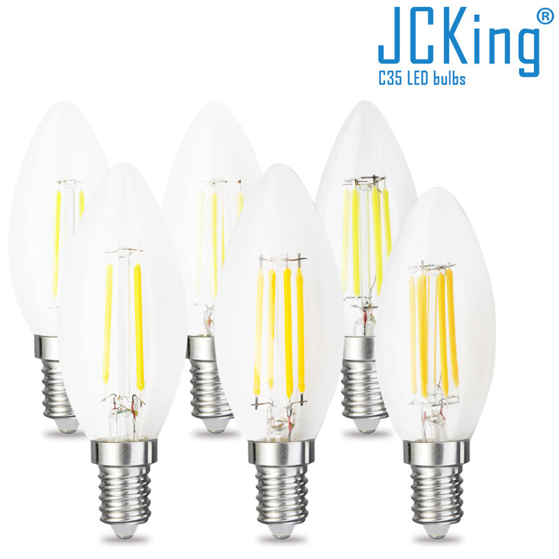 2 peça por pacote c35 pode ser escurecido lâmpadas de filamento led 2w 4 6 8 edison lâmpadas de iluminação retro para incandescente lustre luz