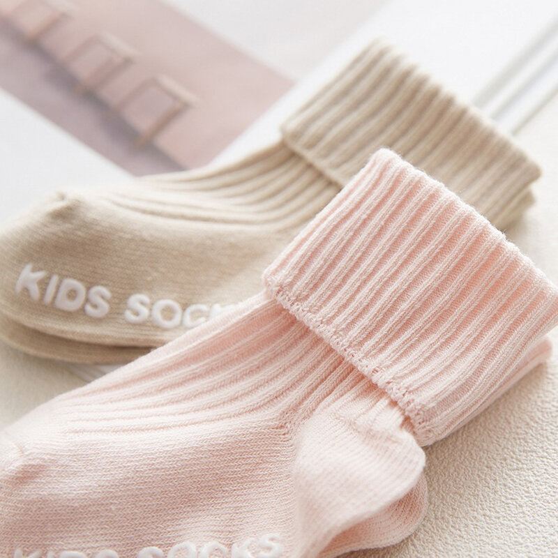 Calzini antiscivolo in cotone per neonato e bambina calzino morbido alla caviglia a coste solido per neonato