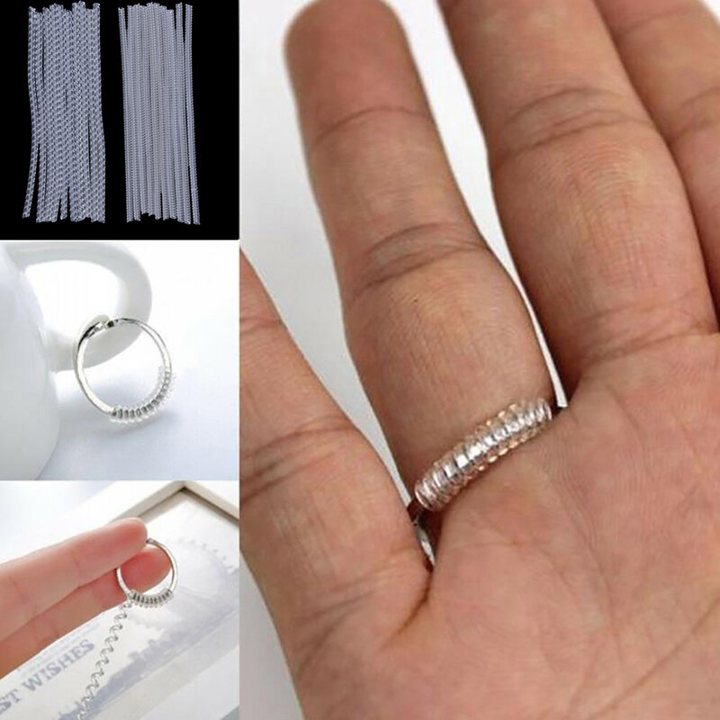 10 sztuk 10cm niewidoczne pierścień na bazie spirali Sizer regulator straż wstaw napinacz reduktor zmiana rozmiaru instalator biżuteria narzędzia dla wszelkich pierścieni