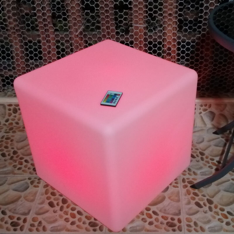 Cadeira de assento com cubo de led brilhante, móvel de iluminação decorativa com 16 cores que muda de cor por controle remoto ktv, uso para festas e bar