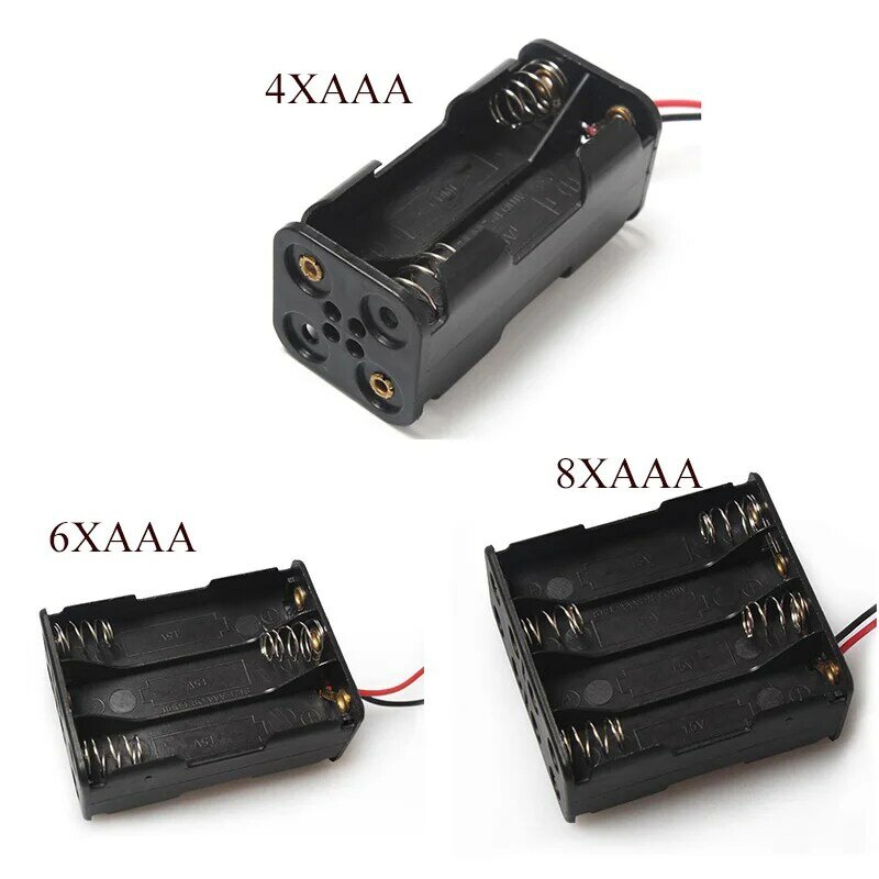 Diy novo 1 2 3 4 6 8 slots aaa caixa de caixa de bateria aaa suporte de bateria caso de armazenamento com fio de chumbo bateria recipiente de proteção