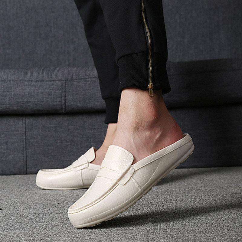 Italian Men Slippers Leather Loafers Moccasins Outdoor Footwear Non-slip Men Casual Shoes Summer Spring Fashion Men Shoes
