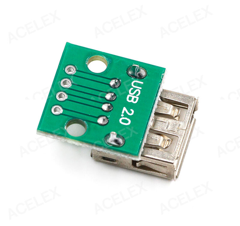 USB para DIP PCB Connector Board Socket, Tipo A Fêmea, 2,54mm, 5pcs