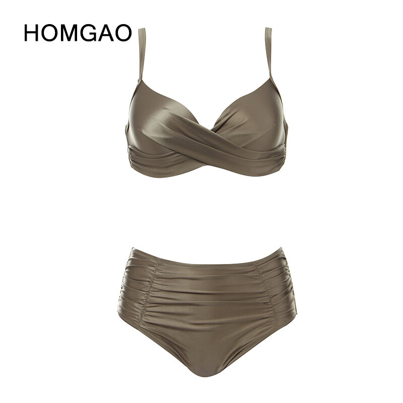 HOMGAO 2022 Baru Pakaian Renang Wanita Ukuran Besar Set Bikini Dua Potong Seksi V-Neck Pakaian Renang Pakaian Mandi Maillot De Bain Femme XL-4XL