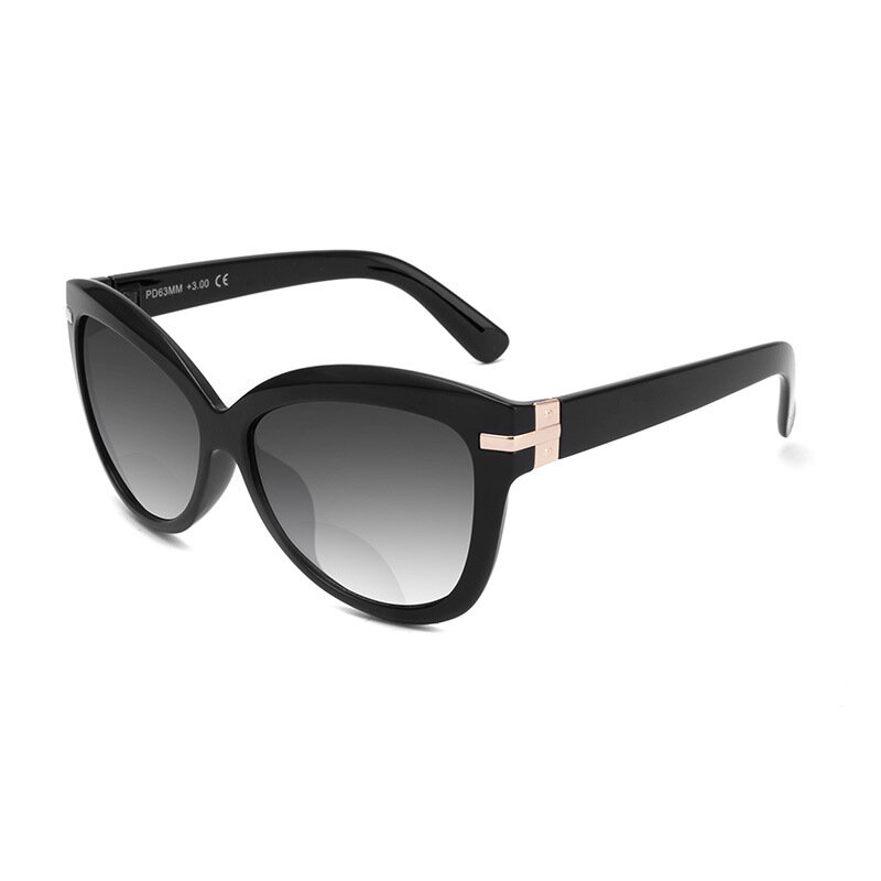 Cateye óculos de sol de leitura bifocal polarizado, feminino, presbiopia, óculos de sol de olho de gato, dioptria + 1.0 a + 3.0