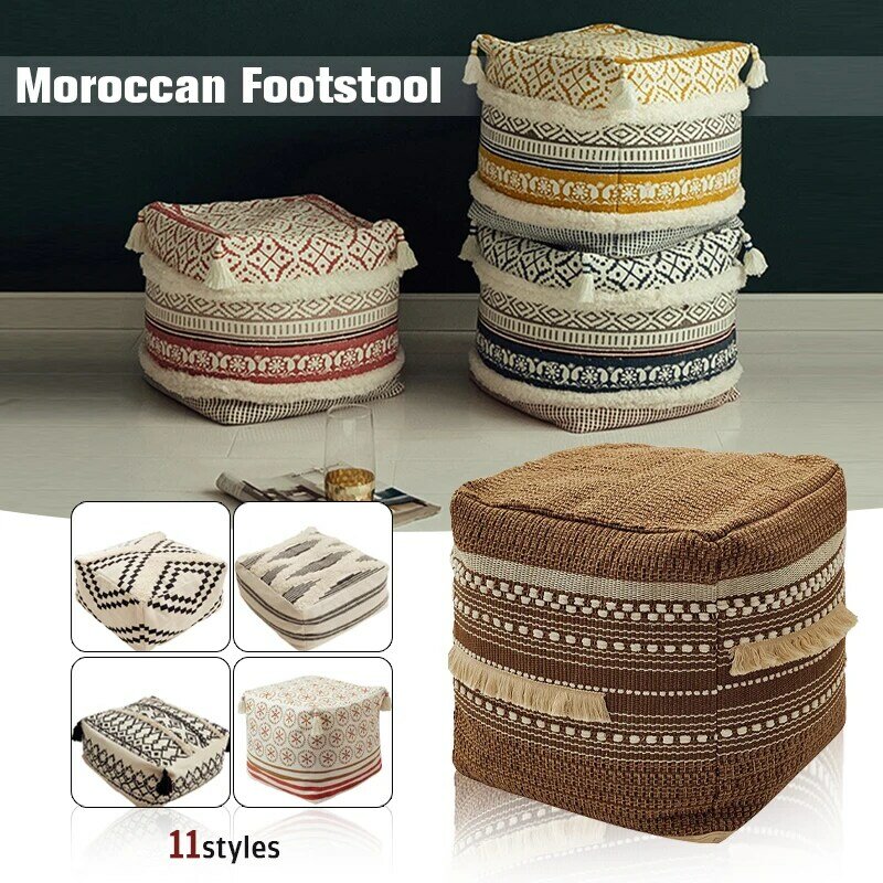 北欧フットレストカバーオットマンちくしょうソファリビングルーム寝室モロッコスタイルプーフ畳フットスツールカバー家の装飾