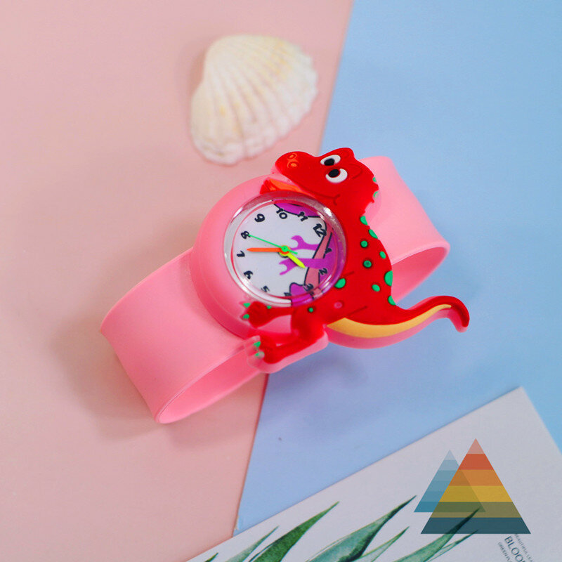Montre-bracelet à Quartz en Silicone pour enfants, jouet pour écoliers de la maternelle, avec anneau pression, dessin animé, pour garçons et filles, cadeau