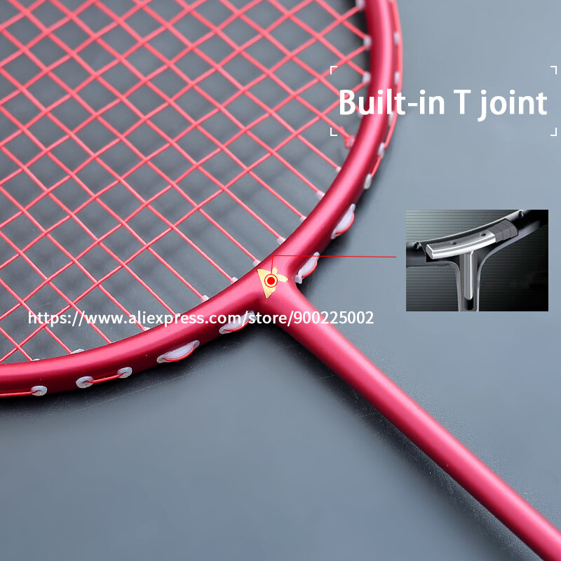 Formação profissional 100% completo caron fibra strung badminton raquetes sacos de pouco peso 6u 72g raquete 22-28lbs esportes velocidade