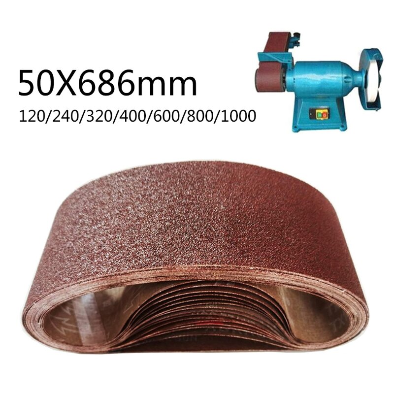 A0KF 7Pcs/Set Abrasive Sanding Belts Belt 120/240/320/400/600/800/1000 Grits Wood Grinding Sander Tools Aluminum Oxide 50x686