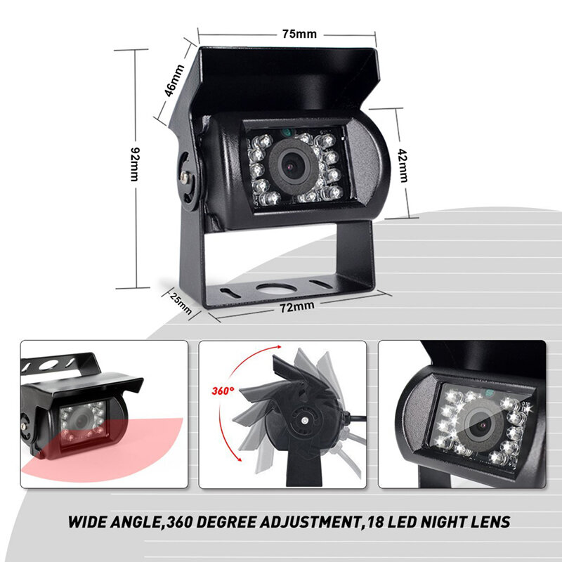 Kamera Mundur 4 Pin AV Port IR Kamera Cadangan Malam Tahan Air untuk Truk/Trailer/Pickup/RV/Berat