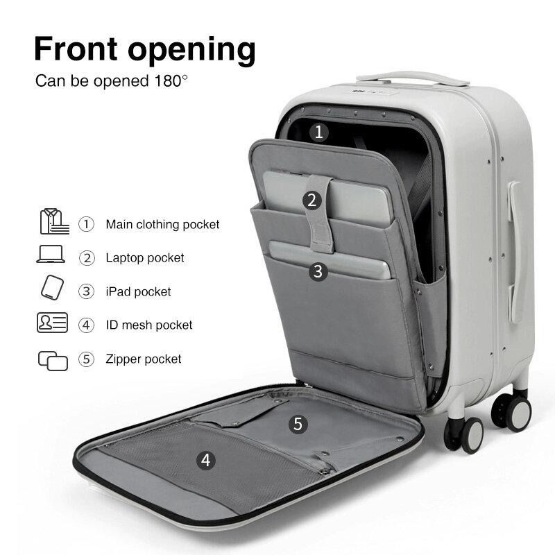 Mixi – valise de voyage en Polycarbonate, valise à roulettes avec 8 roulettes, serrure TSA de 18 à 20 pouces, Design de luxe