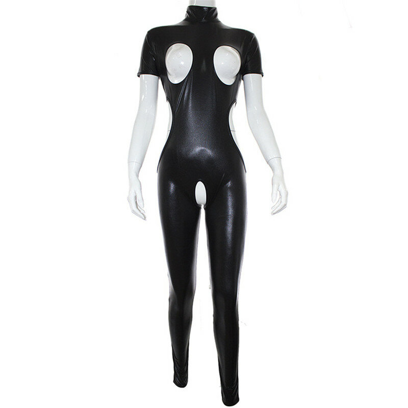 Quente nova lingerie de couro preto sexy ternos do corpo para as mulheres trajes de collant erótico látex bodysuit produtos sexuais