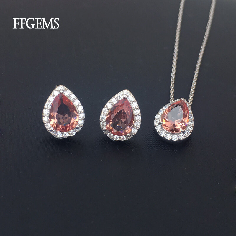 FFGems-Conjuntos de joyas de zultanita para mujer, de Plata de Ley 925, piedra de diasporo, cambio de Color, regalo de boda de fiesta con cadena