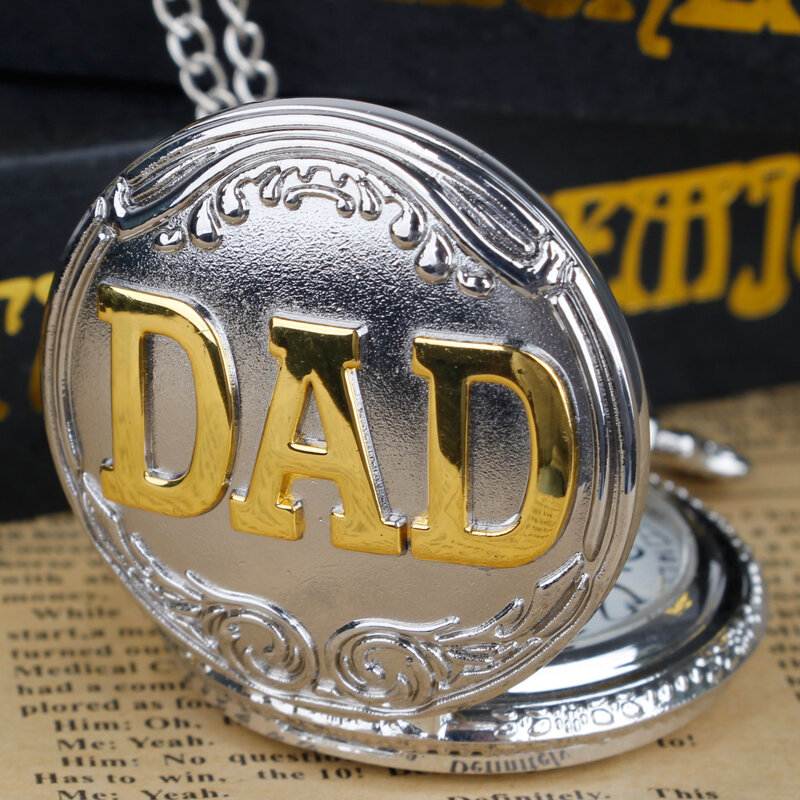 Reloj de bolsillo de cuarzo con letras talladas para papá, accesorio de colección con el mejor colgante de regalo para padre