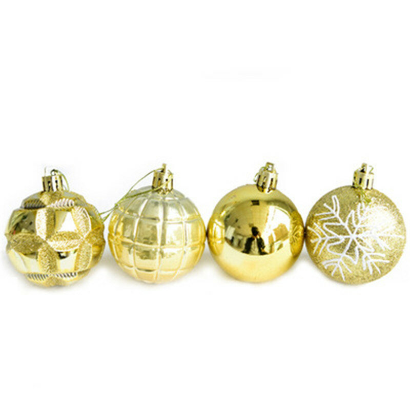 24 pz/set palle di natale decorazione albero 6cm oro/argento polvere sfere dipinte luminose decorazioni natalizie pendenti per albero