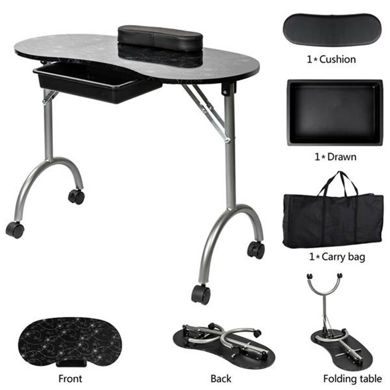 Tragbare MDF Maniküre Tisch mit Arm Rest & Schublade Salon Spa Nagel Ausrüstung Weiß