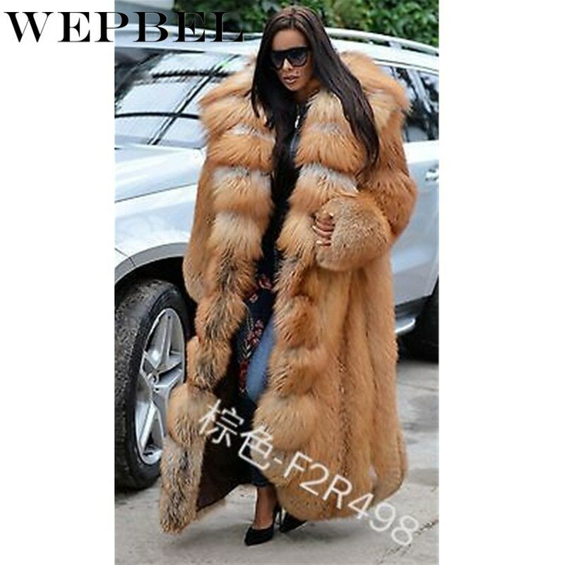 WEPBEL 겨울 여성 패션 캐주얼 긴 소매 모피 긴 후드 코트 가짜 모피 두꺼운 재킷 따뜻한 모피 칼라 긴 Outwear