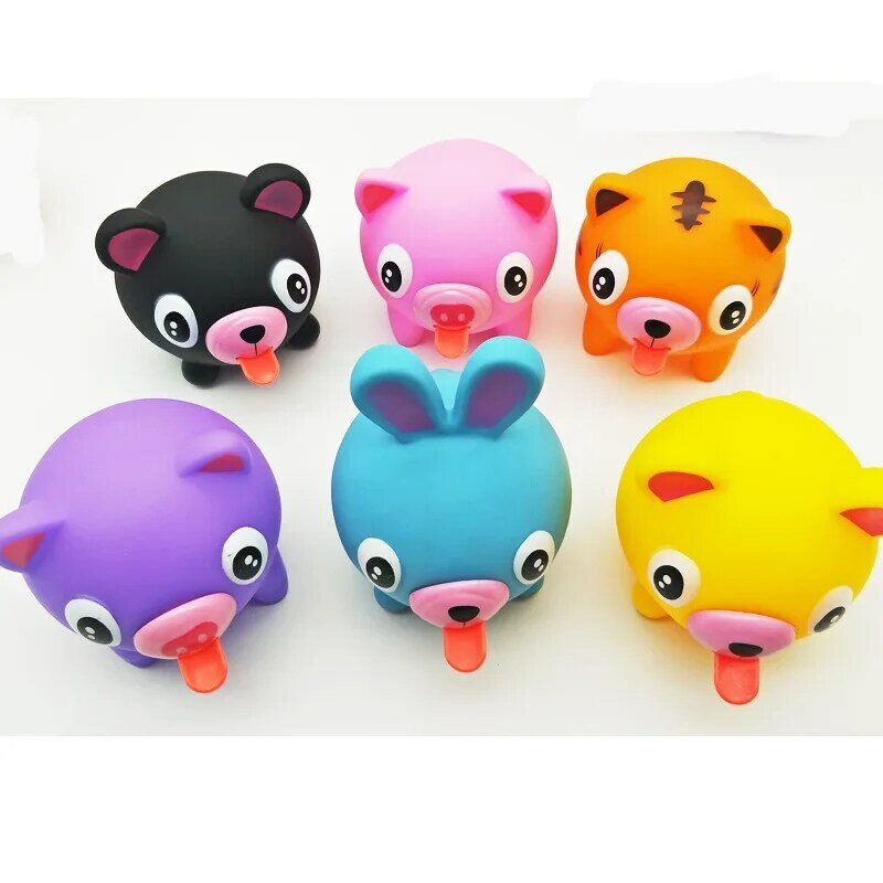 small size Tongue Voice  Squeeze Decompression Novelty Vent Vocal Toys  Rabbit Pig Tiger Puppy Squishy Anti-Stress Dolls