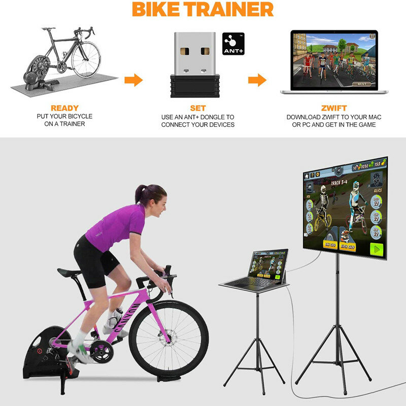 COOSPO ANT + USB อะแดปเตอร์รับสัญญาณไร้สาย Sensor TrainerRoad อัพเกรดเทรนเนอร์จักรยานสำหรับ Garmin Zwift Wahoo Bkool Onelap