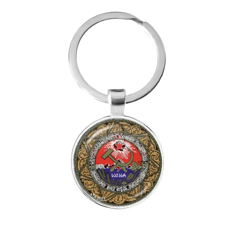Cccp De Ussr Sovjet Leger Rode Ster Sleutelhanger Glas Cabochon Art Ronde Russische Badges Logo Hanger Sleutelhangers Sieraden Voor Vrienden Gift