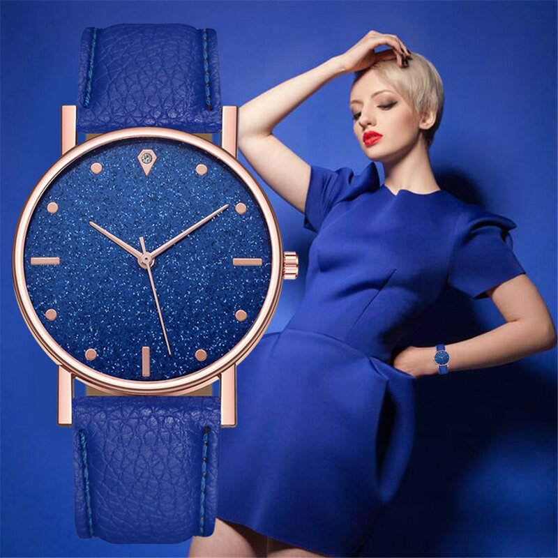 Luksusowy zegarek kwarcowy Sport tarcza ze stali nierdzewnej w stylu wojskowym zegarek na rękę ze skórzanym paskiem zegarek ze strasów Ladies Quartz Wrist bransoletka do zegarka