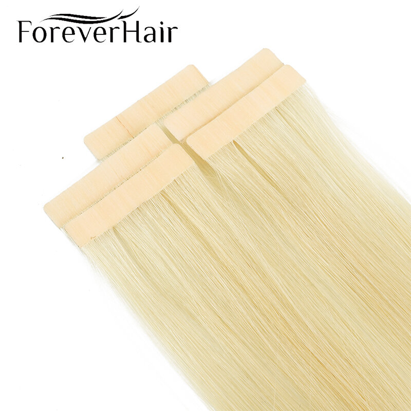 Aplique de cabelo para sempre remy, fita 100% em cabelo humano, sem costura, 2.0 g/peça, 16 "18" 20 "5 peças