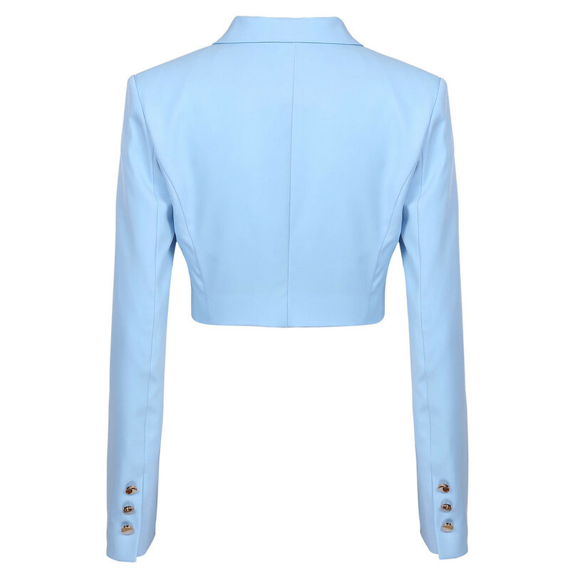 Jaket Blazer Wanita Lengan Panjang Mantel Warna Solid Wanita Blazer Kerah Pendek Atasan Kantor Wanita Setelan Bisnis Pakaian Luar Kasual