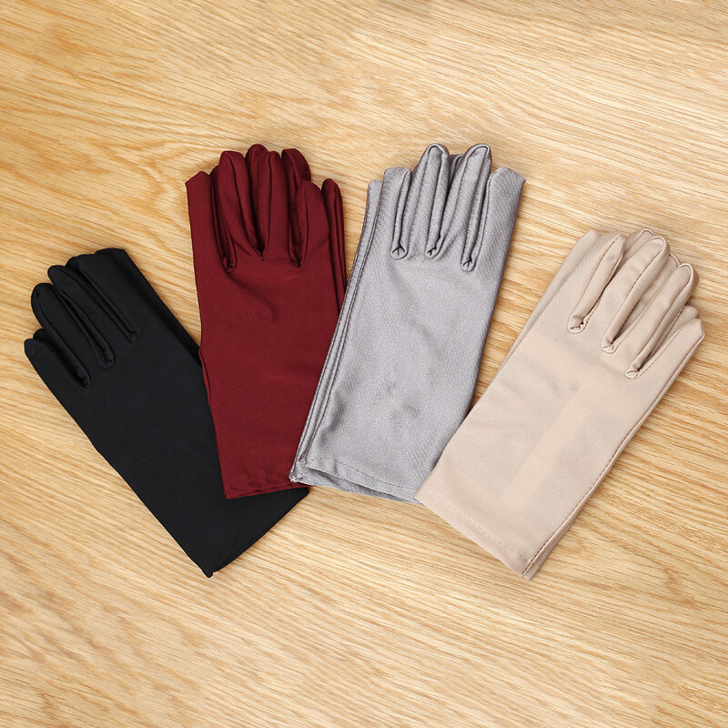 Modernos guantes protectores de verano para mujer, guantes de lycra para hombre y mujer, guantes ceremoniales lisos elásticos con codo sólido Unisex