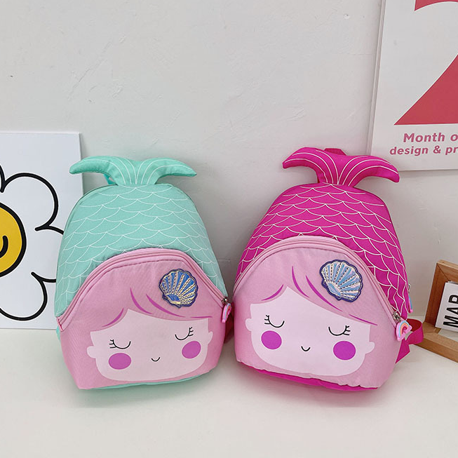 귀여운 어린이 나일론 경량 배낭, 소녀를 위한 만화 인어 배낭, 사랑스러운 아기 유치원 학교 가방, 작은 핸드백