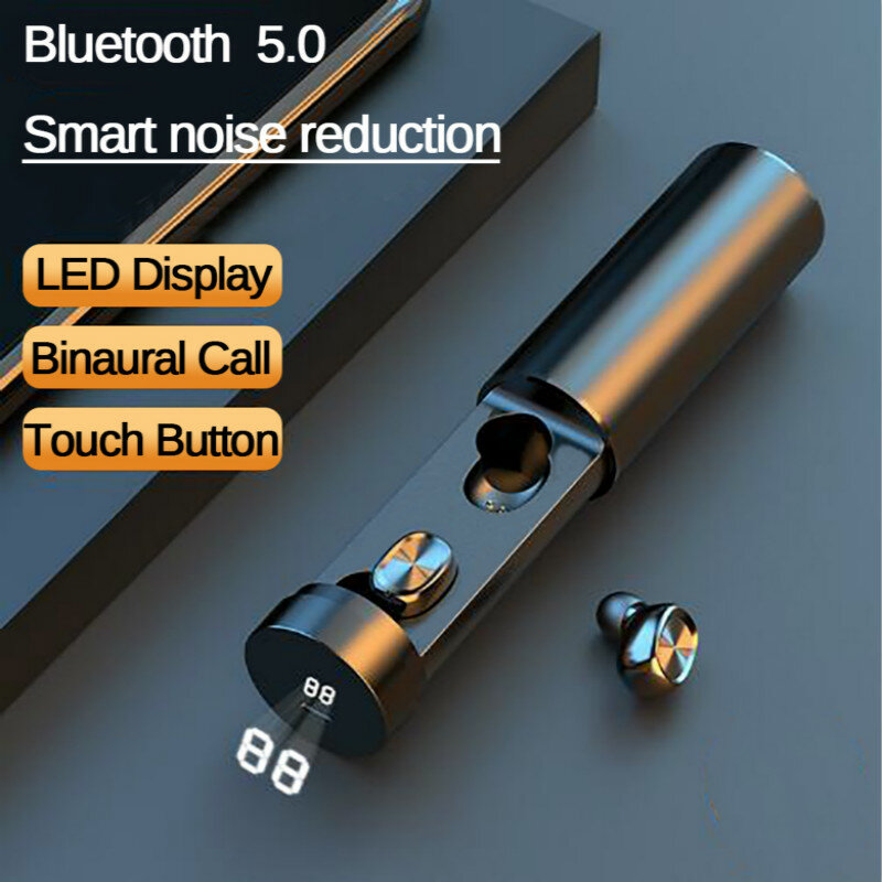 Bluetooth TWS słuchawki 5.0 bezprzewodowy 8DHIFI Sport Earsets mikrofonem słuchawki douszne do gier muzyka słuchawki z etui do ładowania dla Iphone/Android