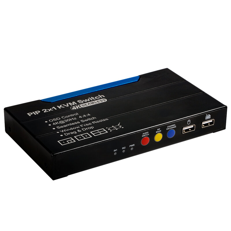 MiraBox HSV585 2X1 Switch HDMI Mulus 4K PIP Multi-viewer Mendukung Jendela Gratis Mengubah Ukuran dan Drap & Drop Audio Extractor