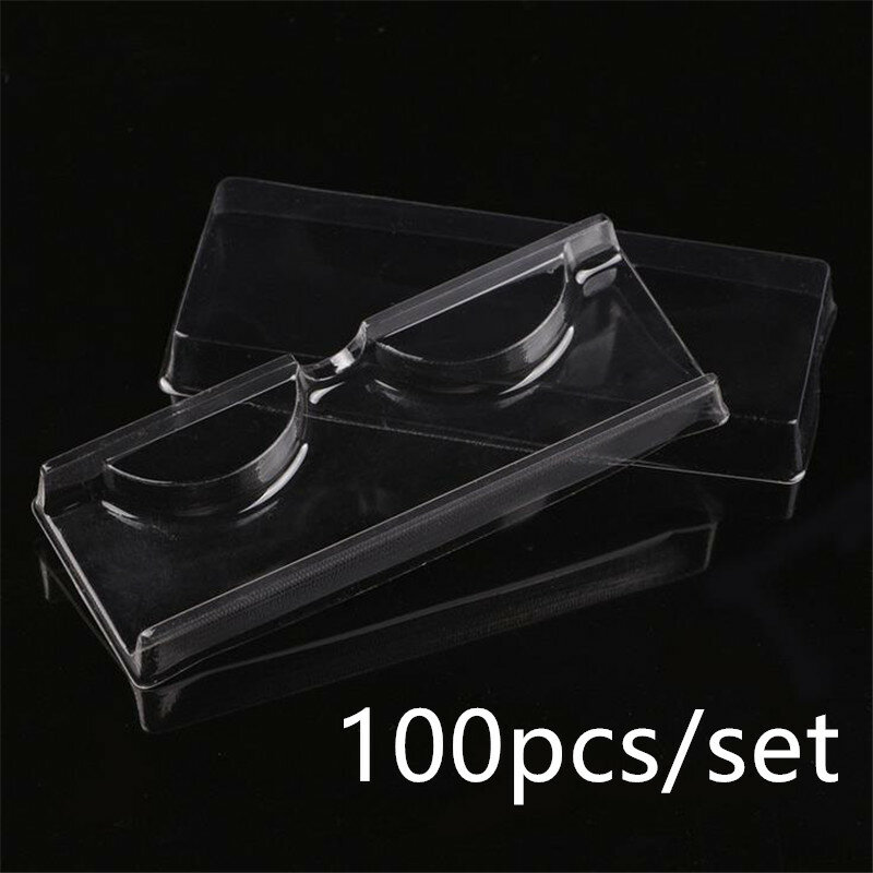 Hot Sale 100pcs/set Plastic Pink Beige Transparent Eye Lashes Case Eyelashes Case Storage Packing Box Lot Make Up Case 20#42