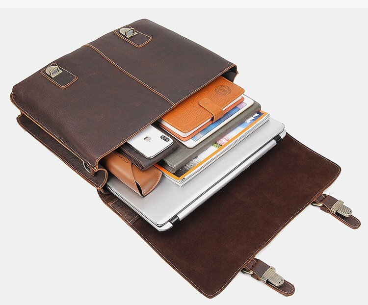 Borsa per valigetta da uomo Newsbirds borsa per Laptop in vera pelle per borse da lavoro a doppio strato da 17 pollici per uomo borsa a mano per uomo