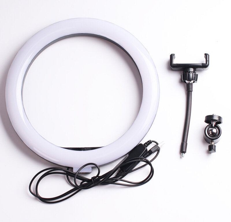 Round Ring Lamp USB Rechargeable Led Selfie Lamp with Clip, Live Makeup Fill Light Phone Clip for Photography Chasing Drama.