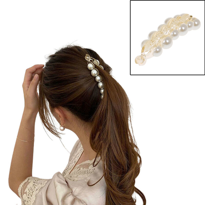 2022 pérola hairpin temperamento banana clip moda vertical clipe rabo de cavalo hairpin estilo simples acessórios para o cabelo feminino