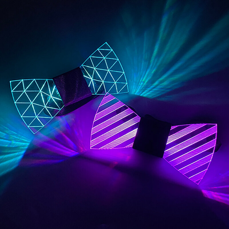 Luminous muszka lampa neonowa modne akcesoria kostiumowe świecące akrylowe LED krawat na Halloween na imprezę Cosplay