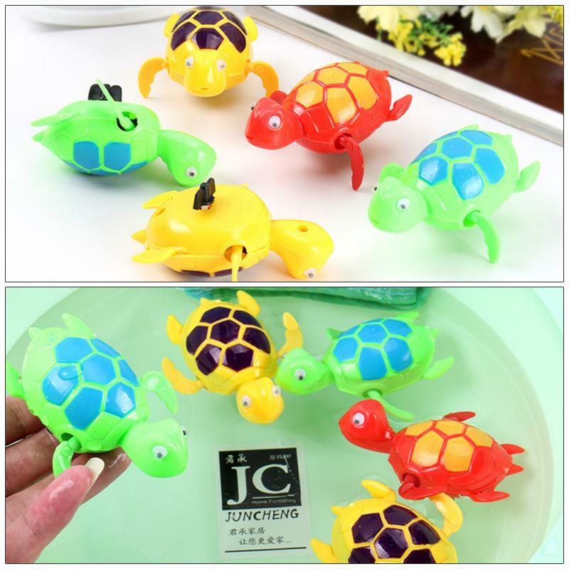 Lindo juguete de agua de tortuga de animales de dibujos animados para bebés, cadena enrollada, reloj, juguetes de baño de playa para niños, Jouet