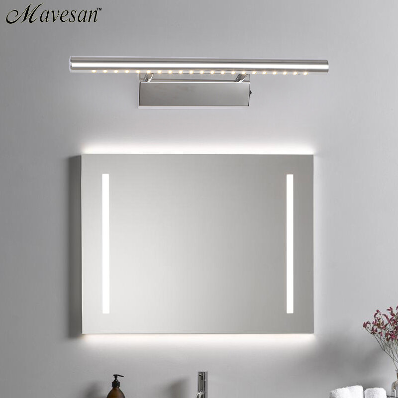 Luz LED de pared para espejo de baño, accesorios de lámpara de baño, blanco cálido y blanco, boby de aluminio y acero inoxidable, superventas