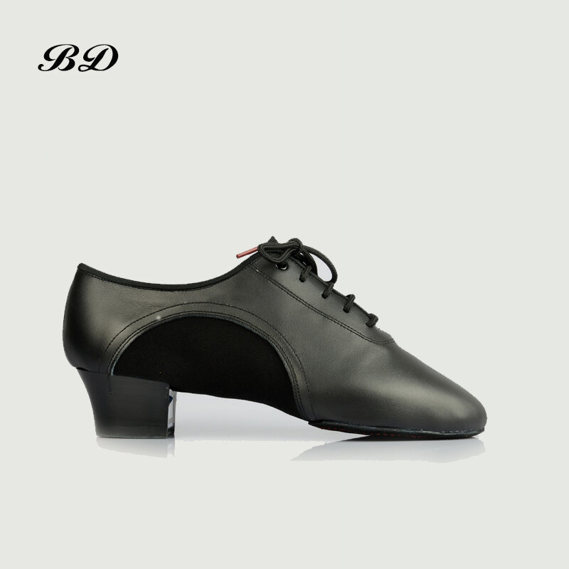 أعلى الرقص أحذية الرجال اللاتينية قاعة حذاء جلد البقر أكسفورد القماش نقطتين وحيد BD 458 السالسا كعب 4.5 سنتيمتر الدانتيل المهنة دائم