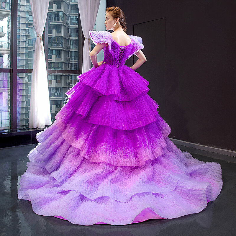 Великолепное вечернее Пышное светло-Фиолетовое темно-фиолетовое бальное платье высокого качества роскошное бальное платье для беременных