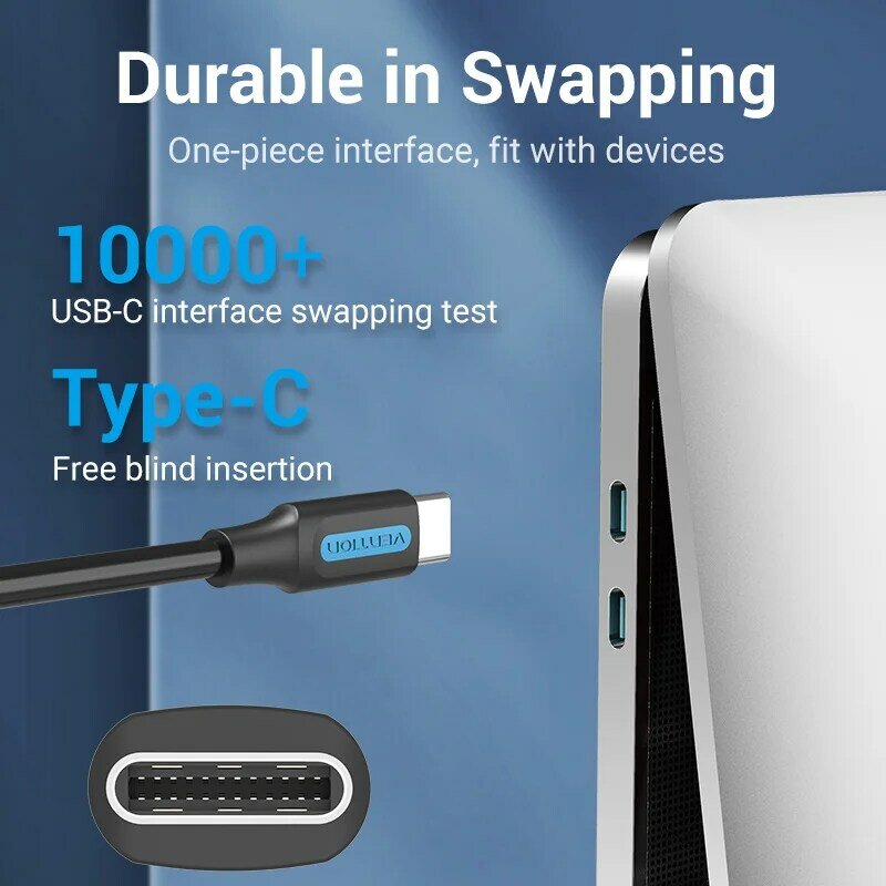 Vention PD 60W USB C Ke Kabel USB Tipe C Pengisian Cepat Pengisian Cepat 4.0 USB-C Kabel Data untuk Macbook Pro Huawei P30 Samsung S20