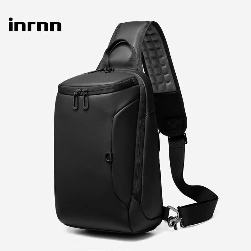 Inrnn-男性用防水クロスオーバーバッグ,USB充電付き防水メッセンジャーバッグ,シングルショルダーストラップ