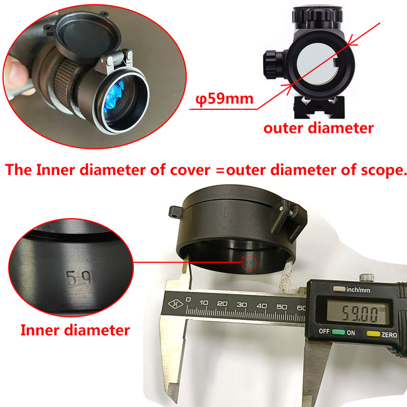 Cubierta de lente de alcance transparente de 30-69MM, tapa de protección de resorte rápido abatible hacia arriba, tapa de objetivo para accesorios de caza, HT37-0072