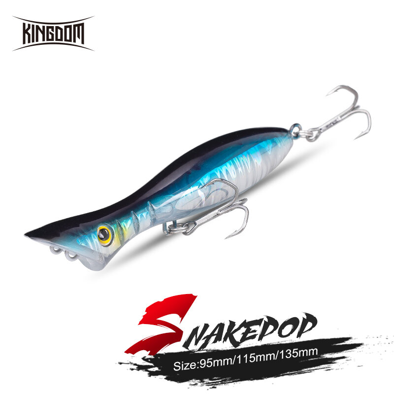 Kingdom SNAKEPOP ลอย Sinking Popper เหยื่อตกปลา95มม.115มม.135มม.Stick เหยื่อสะท้อนแสง Wobblers สำหรับ sea Bass