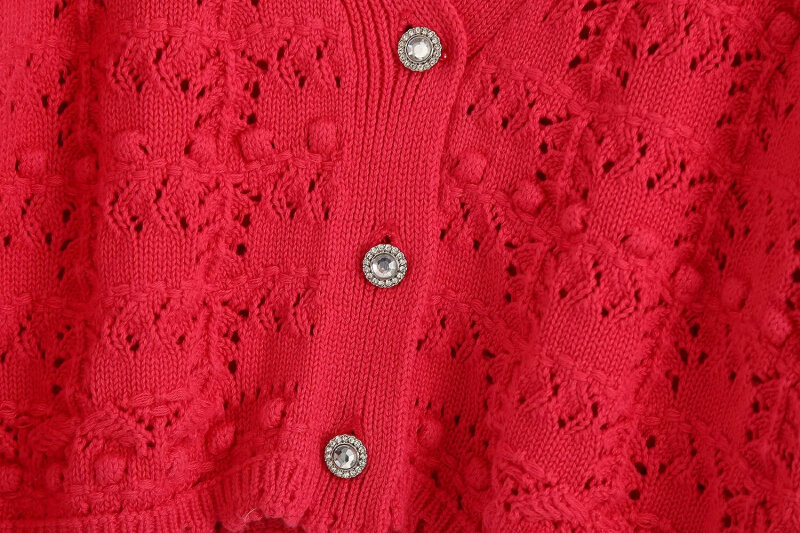 PUWD vintage women red jacquard tops set 2020 fashion ladies elegant knitted sweater set casual female slim tops set girls chic