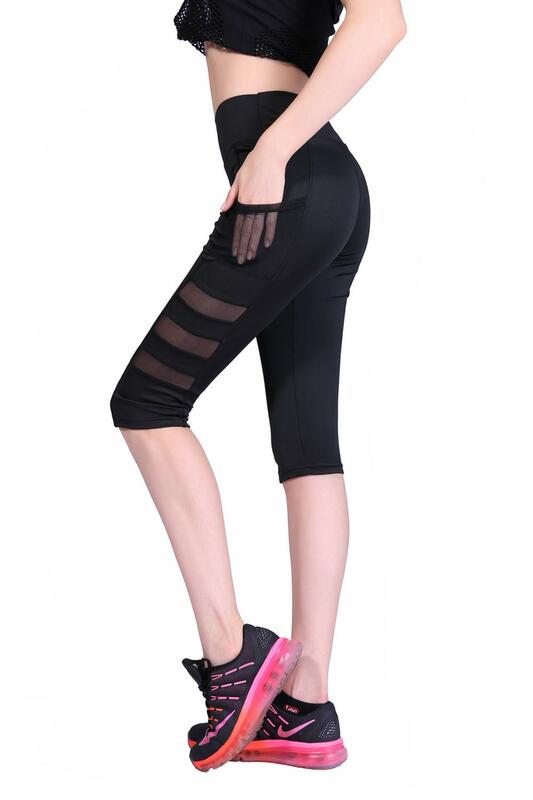 Mulheres na altura do joelho gym leggings cintura alta malha calças de yoga calças de fitness correndo esporte leggings magro calças esportivas
