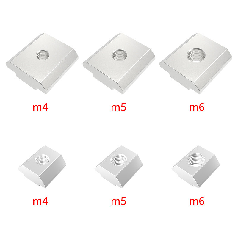 Piezas de impresora 3d, Tuercas cuadradas de bloque en T, M4, M5, M6, ranura en t, tuerca de martillo deslizante para tuercas de fijación de perfil de aluminio 2020 3030