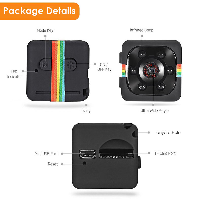 SQ11 Mini Kamera HD Espia Oculta mała kieszeń tajne Kamera Night Vision wideo Kamera Micro rower Cam wsparcie ukryte TF karty