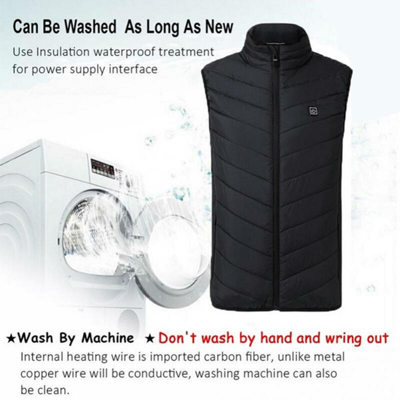 Chaqueta de invierno para hombre y mujer, chaleco eléctrico calentado por USB, sin mangas, lavable, para deportes al aire libre, cálida