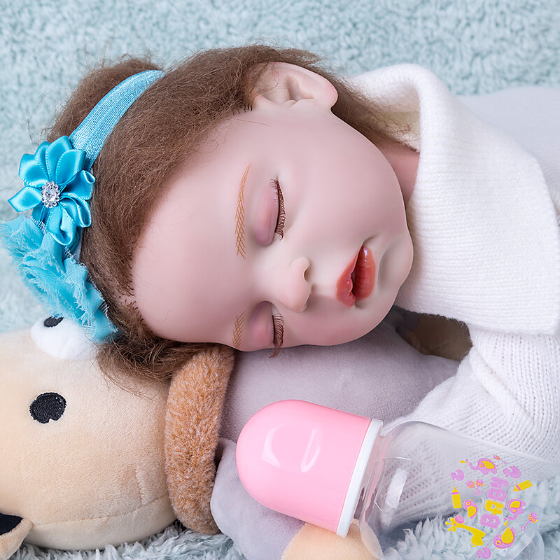 17 인치 트윈 A 시리즈 현실적인 귀여운 카리나 실리콘 다시 태어난 아기 인형 소녀 의상 세트-실리콘 비닐 바디 (천은 무작위로)